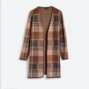 Cozy Plaid Open-Front Cardigan